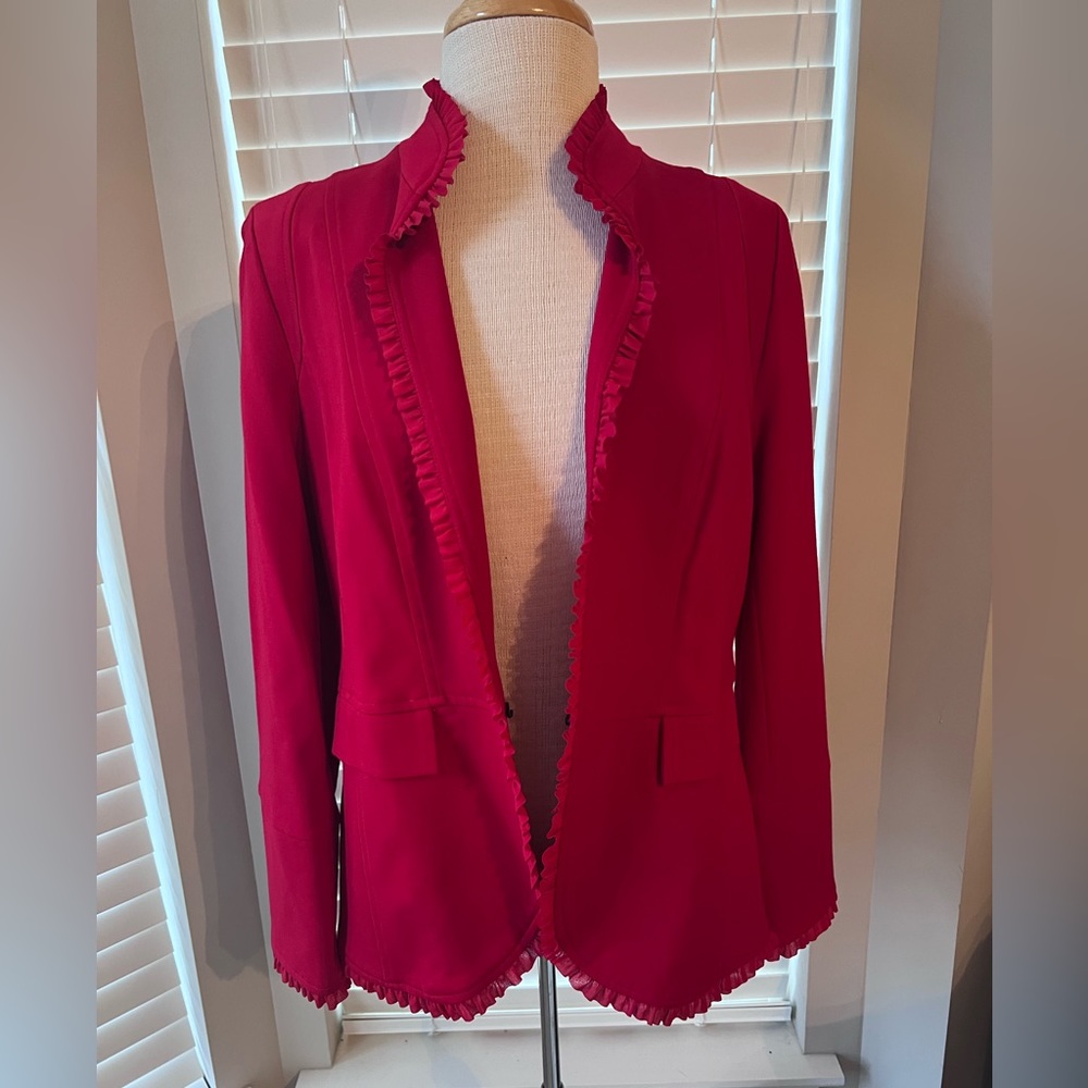 Chico’s Red Ruffle Blazer Jacket - Picture 6 of 8